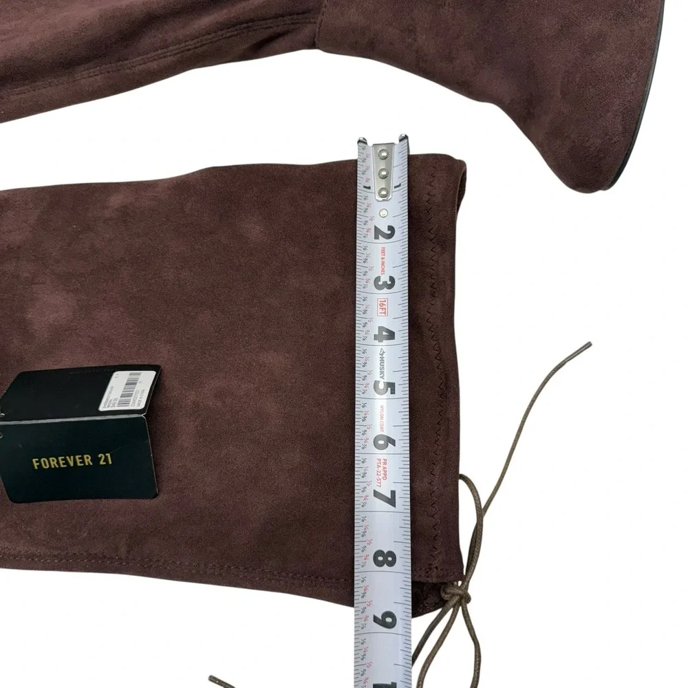Forever 21 NEW Wide Calf Over The Knee Block Heel‎ Brown Suede Boots Sz 7 S-5